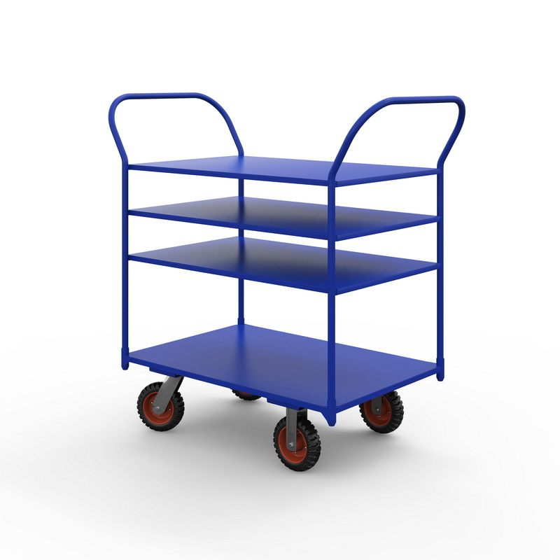 Тележка платформенная трехъярусная ТЯ 7 (1400x800 мм, колеса черная резина 200 мм)