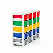 Стеллаж с направляющими V3-20 стационарный, односторонний, 20 ячеек с ящиками