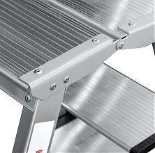 Стремянка алюминиевая двухсторонняя со ступенями 130 мм и площадкой 350х260 мм NV1127.2