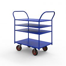 Тележка платформенная трехъярусная ТЯ 2 полки с бортами (900x600 мм, колеса черная резина 160 мм)